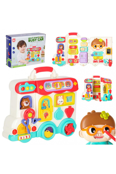 Ikonka Jucarie interactiva pentru copii Educational Bus, tip valiza-auto exte...