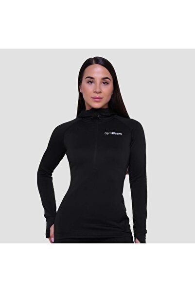 GymBeam Hanorac de alergare Pulse cu fermoar 1/2 pentru femei, negru