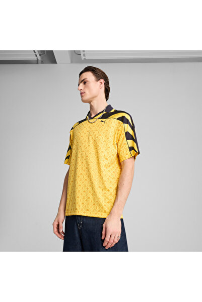Puma Mens Road To Unity Relaxed Graphic Football Jersey Top - Yellow
