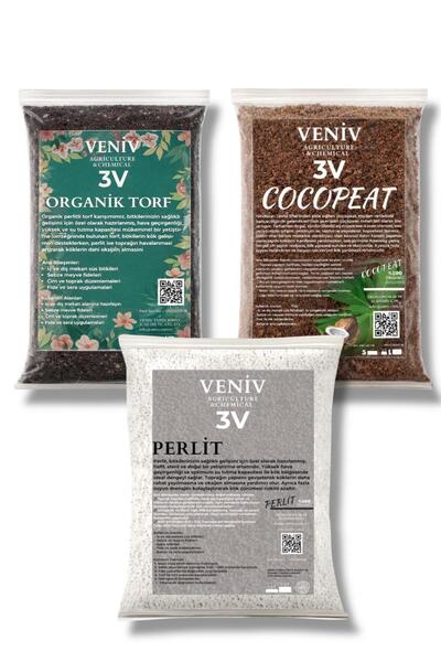 VENİV Organik Toprak Seti - Torf 2L - Cocopeat 2L - Leonardit 2 Kg