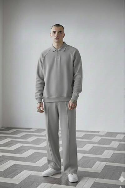 CAST COLLECTİON Men's Nardogri Raglan Sleeve Roberto Buttoned Sweat Wide Leg ...