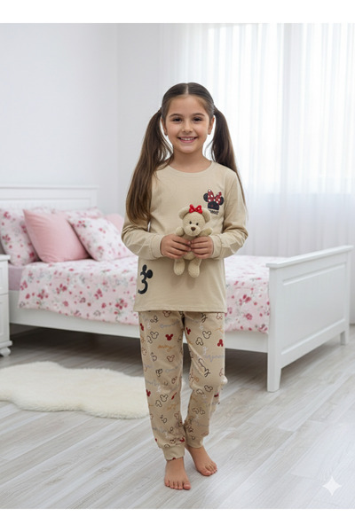 bbs fashion Girls' pajamas, long sleeves, 100% cotton, sizes (2-5)