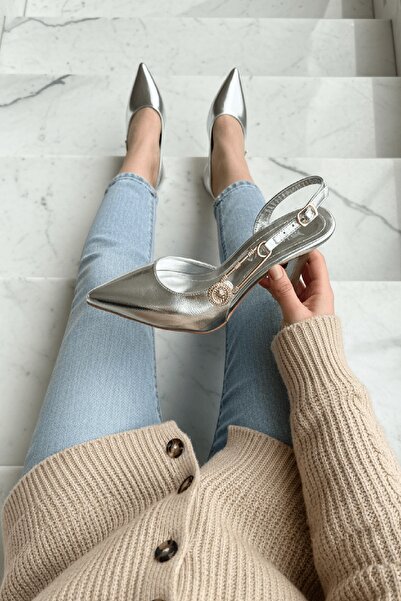 DİVOLYA Verso Silver Side Window (9 см височина на тока) Обувки с остър връх ...