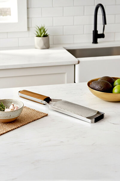 Kitchen Life Stainless Steel Grater with Acacia Handle - 18/10 Stainless Stee...