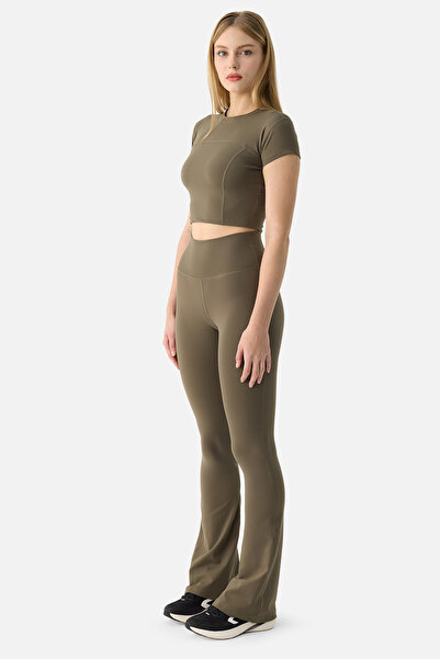 Superstacy Liora Soft Fabric Wide Leg Khaki Leggings Trousers