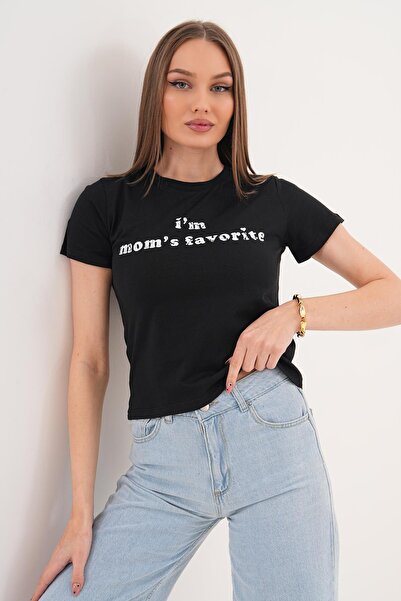 ŞİMAL Tricou de damă cu imprimeu și guler rotund - 260057