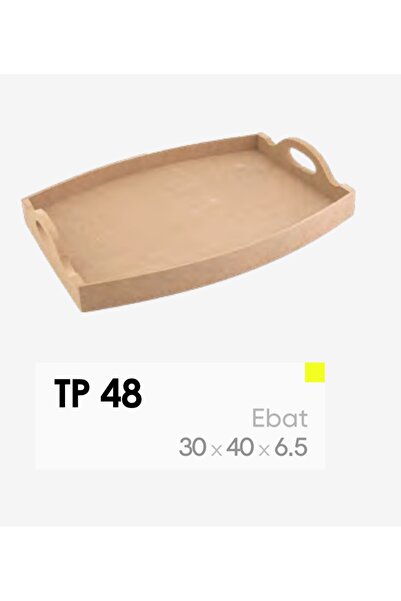 Eymen Hobi Ham Ahşap Kulplu Sunum Tepsisi 30x40 cm | Boyanabilir Dekoratif Te...