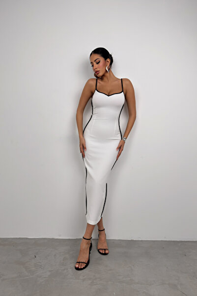 Leina Kalp Yaka Midi Bodycon Elbise