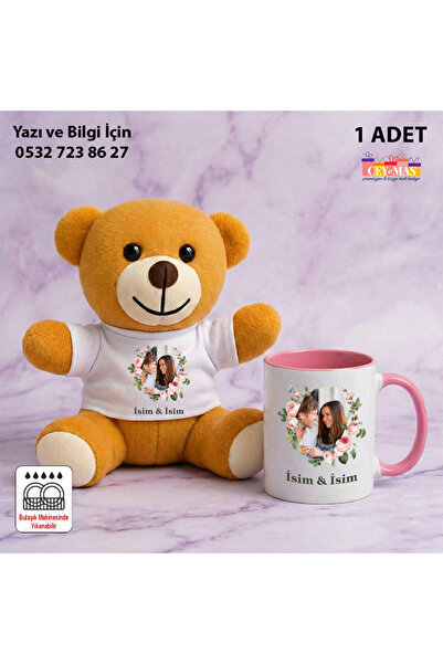 Ceymas Hediyelik Sevgililer Günü Fotoğraflı Kişiye Özel İsim Yazılabilir Ayıc...