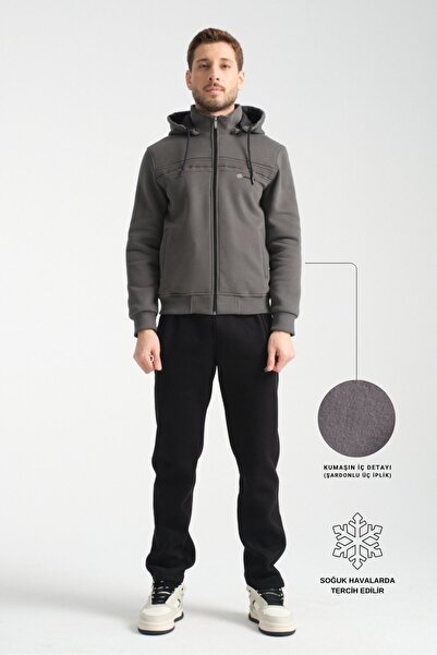 Shooter Sportswear Smoked Winter Men's Tracksuit Set with Lined Hooded Jacket...