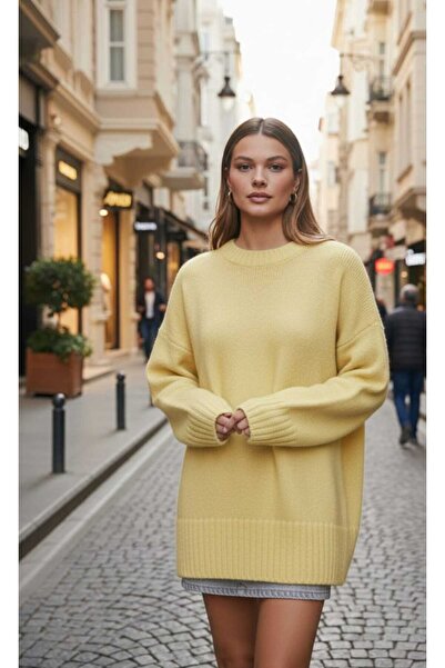 powermıxs Women's Crew Neck Relax Fit Soft Knitwear Sweater