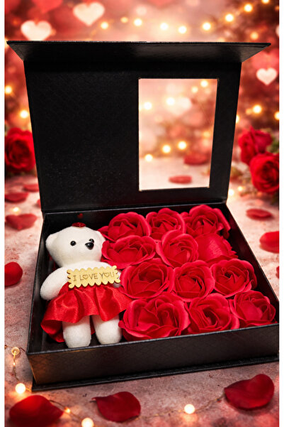 HBM MARKET 37 Romantic Teddy Bear with Rose Petals I Love You Box