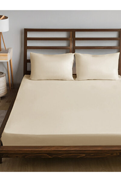 Arte Cotone Satin Elastic Fitted Double Bed Sheet Set with Pillowcase |   Fea...