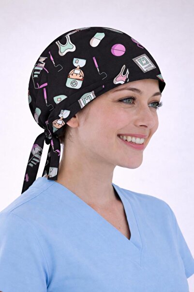 Dr. Mitra Cerrahi Bone Medikal Doktor Hemşire Hastane Bonesi Unisex -Siyah Diş