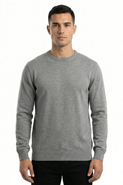 Teverler Erkek Klasik Gri Kazak