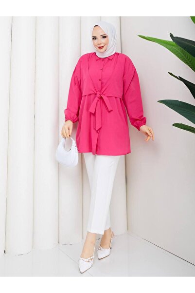 moda periy kadın yazlık pamuklu Önden Bağlamalı Tesettür Tunik
