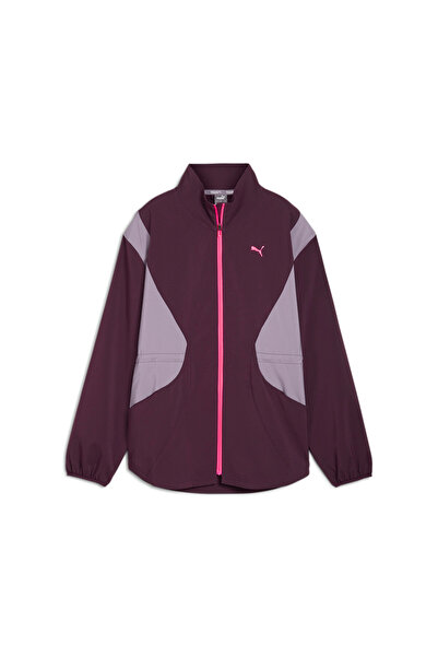 Puma جاكيت تدريب نسائي طويل منسوج - أحمر