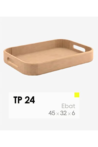 Eymen Hobi Ham Ahşap Büyük Sunum Tepsisi 45x32 cm | Boyanabilir Kulplu Dekora...