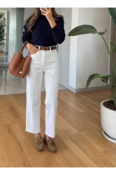 Telablanka KADIN MOM JEAN_BEYAZ