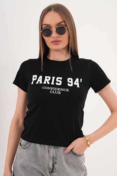 ŞİMAL Tricou de damă cu imprimeu și guler rotund - 260055