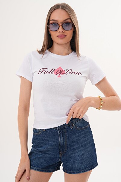 ŞİMAL Tricou de damă cu imprimeu și guler rotund - 260056