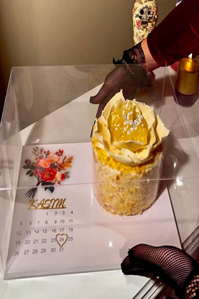 Ege Concept Life Şeffaf Pasta Kutusu ve Takvim Baskılı Altlık Seti 35x26x17 -...