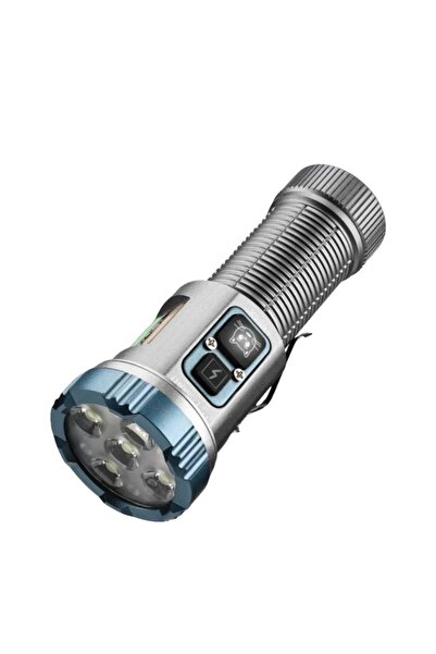 YEMAO YM-F555X tactical flashlight with blue, red, white light, 2500lm gray
