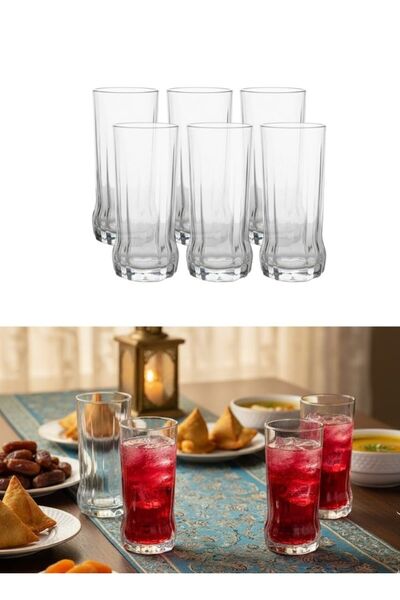 Premium Tall Clear Juice Glasses Set of 6 pcs Slim Shape Cold Drink Glass