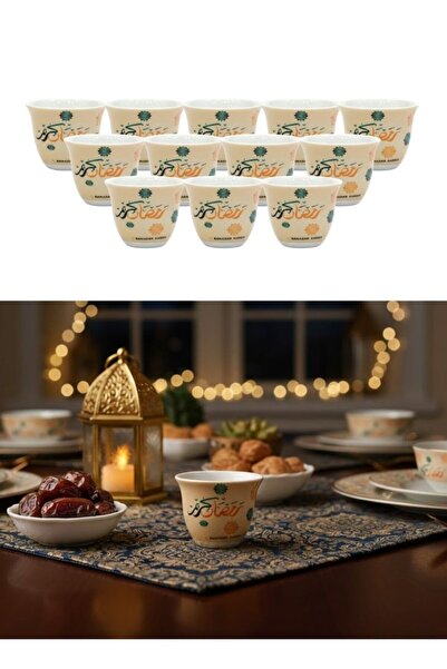 Premium Ramadan Kareem Ceramic Tea Cup Set of 12 pcs Arabic Style Cups