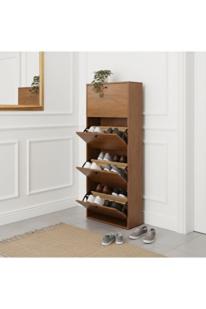 cama Modern wooden shoe cabinet with 4 flip-out drawers - an ingenious soluti...