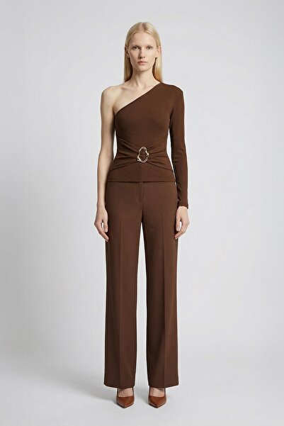 Rays 8261A Single Sleeve Buckle Blouse Brown