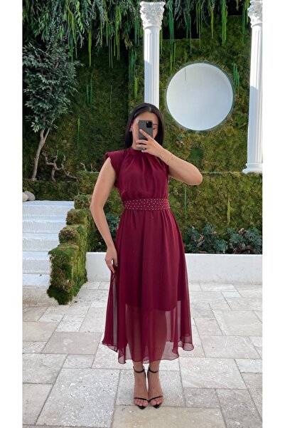 MY GRS Chiffon Dress with Stone Belt