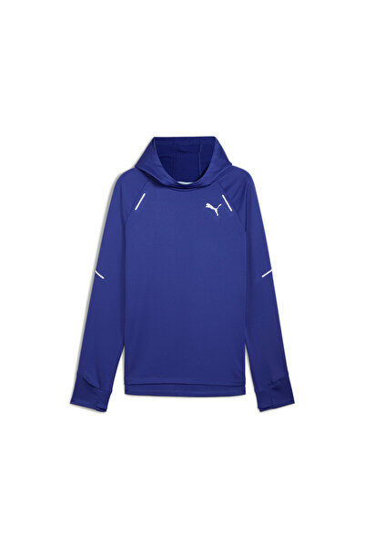 Puma Mens RUN Grid Fleece Hoodie - Blue