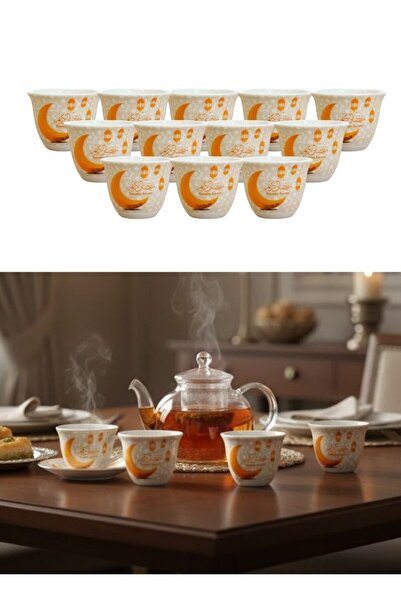 Premium Ramadan Kareem Printed Tea Cups Set of 12 pcs Ceramic Arabic Cups