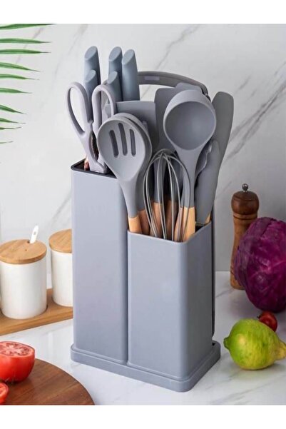 Generic 19-piece Chef Set of Silicone and Wood Kitchen Utensil (gray)