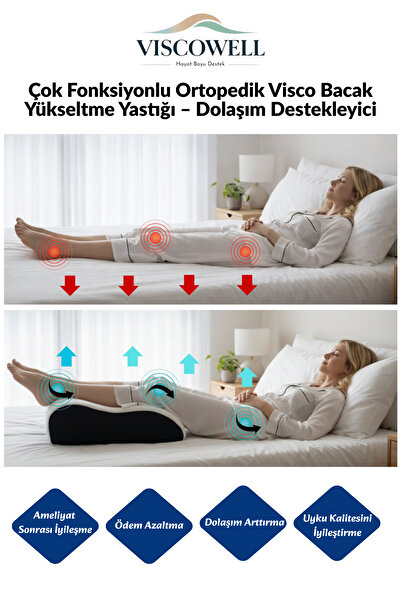 ViscoWell Çok Fonksiyonlu Ortopedik Visco Bacak Yükseltme Yastığı – Dolaşım D...