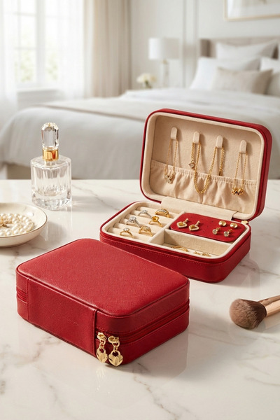 Morlay Luxury Large Size Jewelry Bag with Earring Holder, Velvet Interior Com...