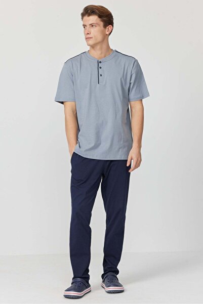 PAULMARK Set de pijamale texturate cu mâneci scurte pentru bărbați