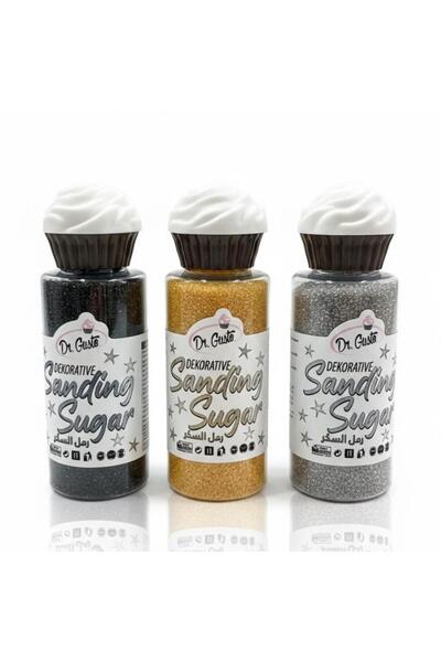 Dr. Gusto Sanding Şeker 3’lü Set 100 Gr – Altın, Gümüş ve Siyah Pasta & Tatlı...
