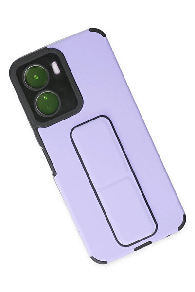 POYRAZ MARKET جراب Newface Vivo Y16 مصنوع من السيليكون مع حامل كبير - أرجواني