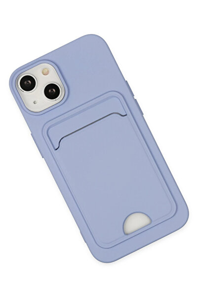 Rubyyavm حافظة نيو فيس لهاتف آيفون 14 بلس من السيليكون مع بطاقة عمل كلفن - ليلك