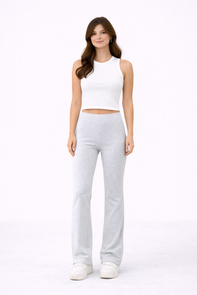 Paw Garage Women's High Waist Ribbed Cotton Soft Flared Leggings