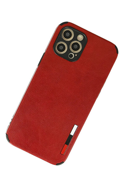 FREEDOM STOREE نيوفيس حافظة آيفون 12 برو ماكس حلقة جلد سيليكون - أحمر