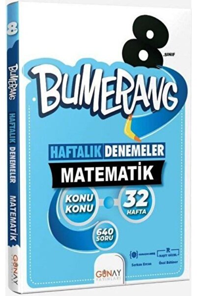 Günay Yayınları 8. Sınıf LGS Matematik Bumerang 32 Haftalık Denemeler (Kareko...