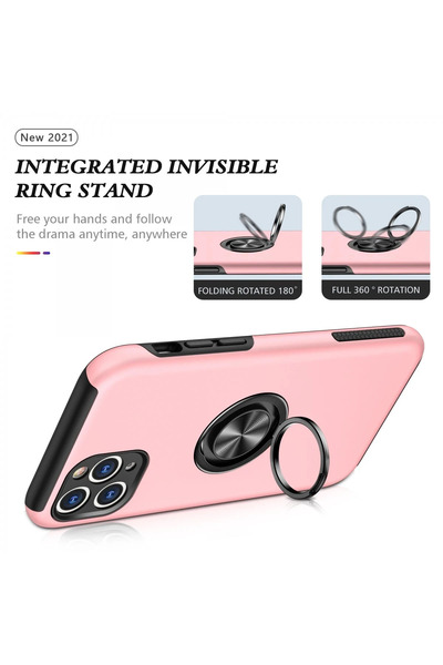 CT STONES حافظة نيو فيس لهاتف آيفون 11 برو ماكس إيليت مع حلقة - وردي