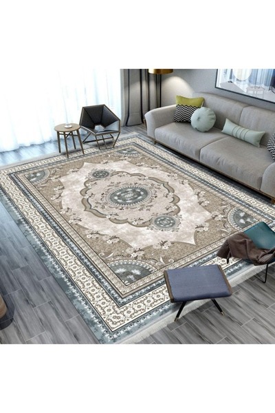 smart home سجادة مجلس مخملية كبيرة 350 × 250 سم | سجادة أرضية مبطنة مانعة للا...