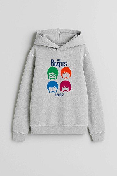 AYDESİGN The Beatles Music Group Printed Gray Hooded Sweatshirt Hoodie