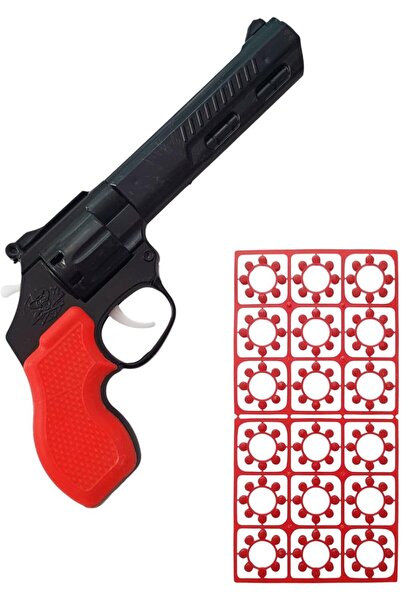 UsulcanMarketplace Büyük Boy Mantar Tabancası Çat Pat Tabanca 18 KaPsül Mantar Hediyeli Kırmızı PS11