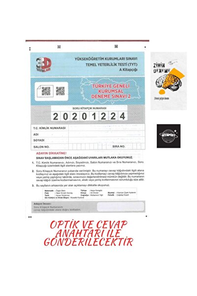 Karma Kitaplar TÜRKİYE GENELİ TYT 1ADET KURUMSAL DENEME OPTİK VE CEVAP ANAHTA...