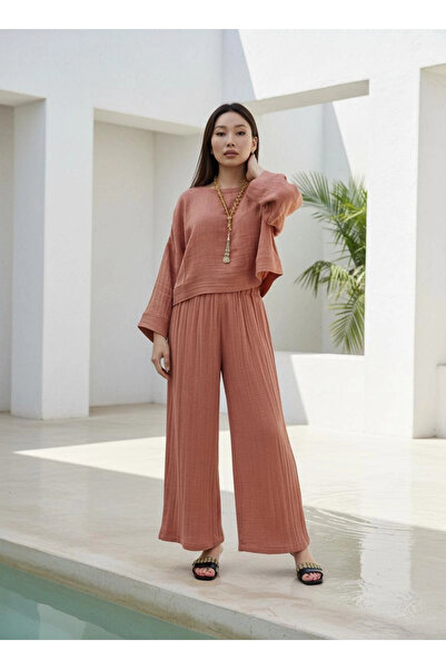 Su Koleksiyon Soul Muslin Blazer Pants Set / Burnt Orange